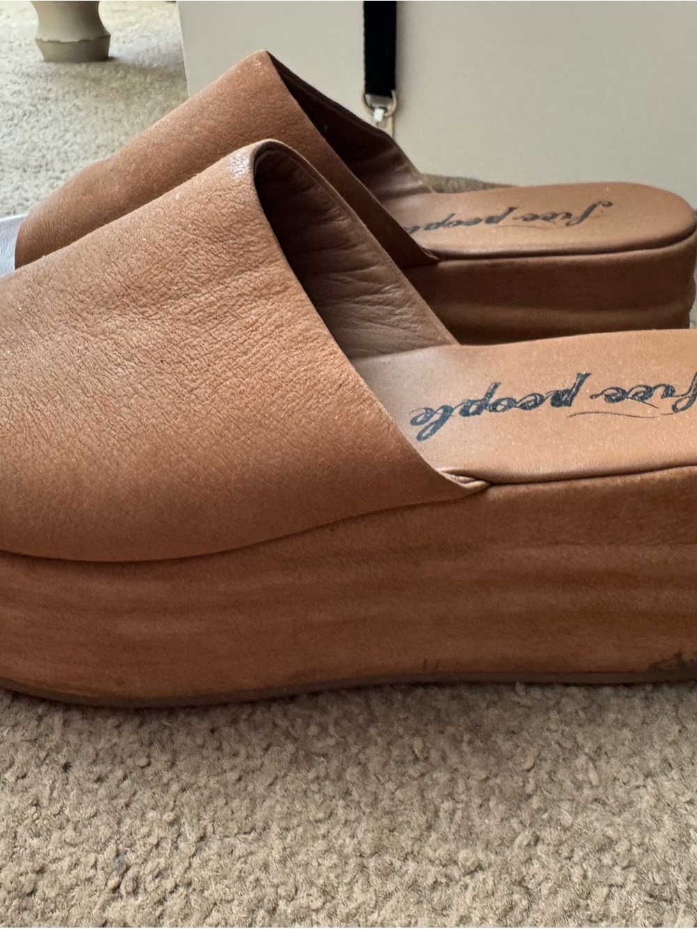 Free People Cognac Platform Slide Mules